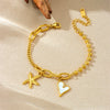 Stainless Steel Heart Shape Starfish Love Pendant Electroplated Fashion Ladies Bracelet