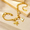 Stainless Steel Heart Shape Starfish Love Pendant Electroplated Fashion Ladies Bracelet