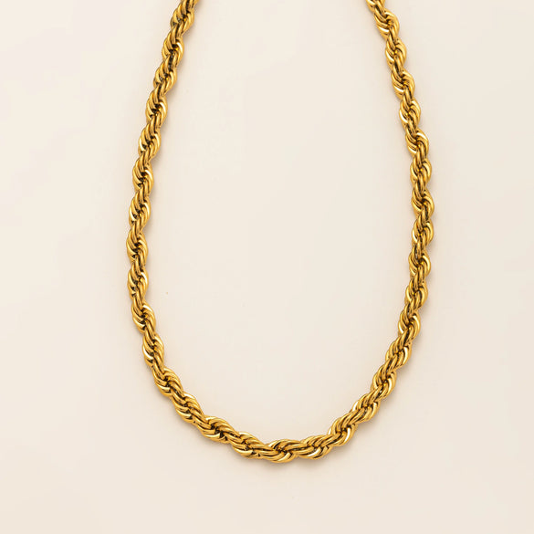 Stainless Steel Heart Shape Twist Chain Necklace With 18K Gold Color Vacuum Plating