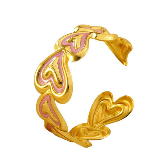 Stainless Steel Heart Shaped Bracelet With Drip Oil Finish Fashion Versatile Light Luxury Style Accessory