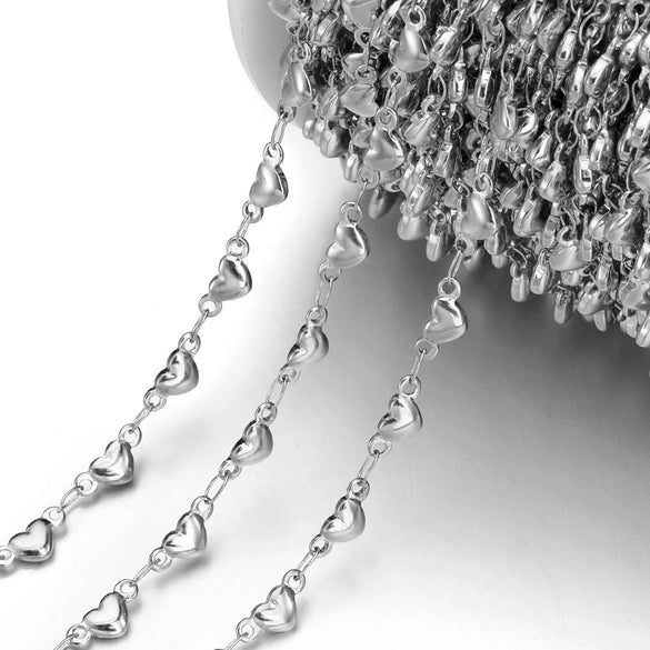 Stainless Steel Heart Shaped Handmade Electroplated Chain Necklace