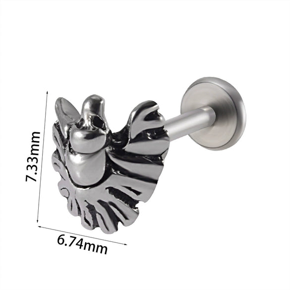 Stainless Steel Heart Shaped Lip Ring Crescent Moon Earrings Circle Pendant Conical Internal Thread Earrings Electroplated Unisex Fashion