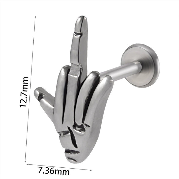 Stainless Steel Heart Shaped Lip Ring Crescent Moon Earrings Circle Pendant Conical Internal Thread Earrings Electroplated Unisex Fashion