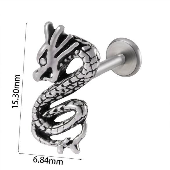 Stainless Steel Heart Shaped Lip Ring Crescent Moon Earrings Circle Pendant Conical Internal Thread Earrings Electroplated Unisex Fashion