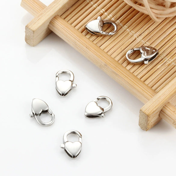 Stainless Steel Heart Shaped Lobster Buckle Vacuum Plated Love Connection Buckle For Necklace And Bracelet Accessories