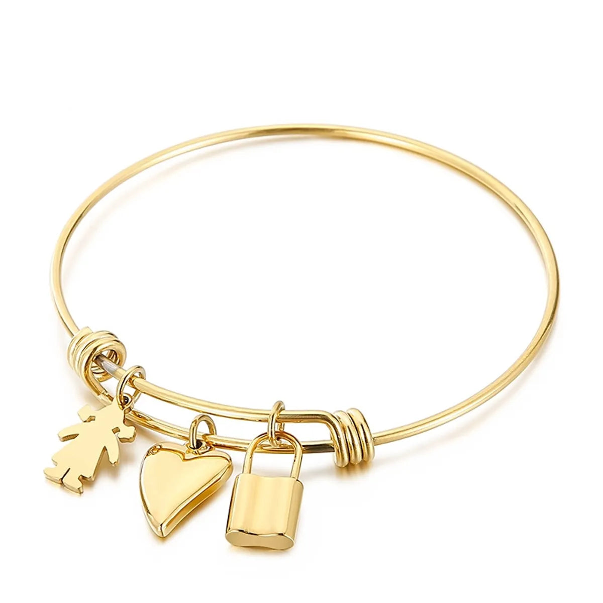 Stainless Steel Heart-shaped Lock Tag Simple Adjustable Bracelet Wholesale Jewelry Gooddiy