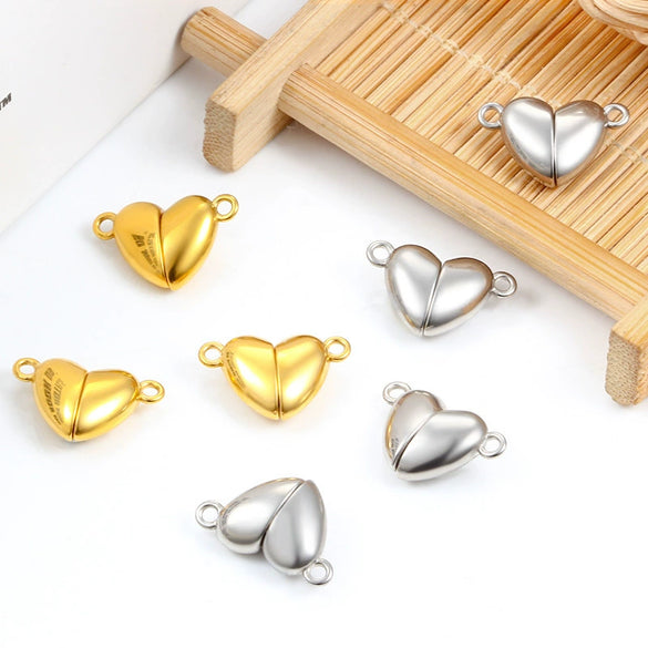 Stainless Steel Heart Shaped Love Magnet Buckle Jewelry Accessories For Bracelet And Necklace With Electroplating