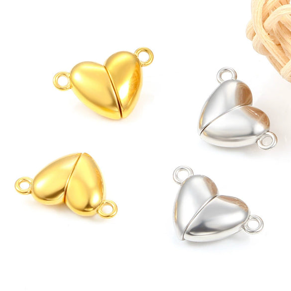 Stainless Steel Heart Shaped Love Magnet Buckle Jewelry Accessories For Bracelet And Necklace With Electroplating