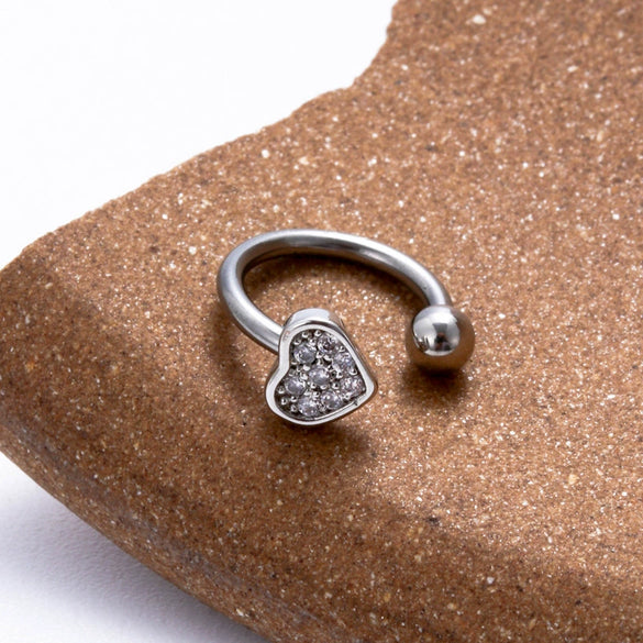 Stainless Steel Heart Shaped Micro Inlaid Zircon Butterfly Flower Bee Love Lip Ring Ear Bone Nail Cartilage Lip Piercing Jewelry With Electroplating