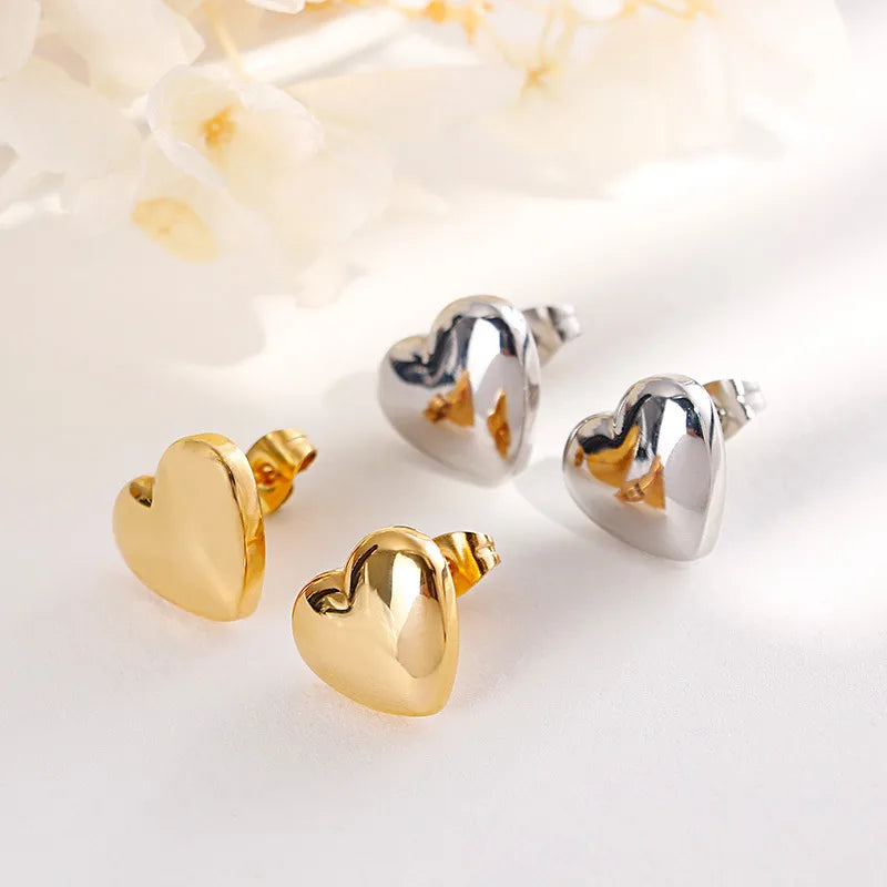 Titanium Steel 18K Gold Plated Simple Style Heart