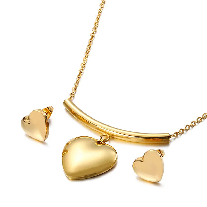 Titanium Steel 18K Gold Plated Simple Style Heart