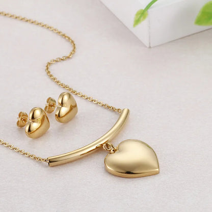 Titanium Steel 18K Gold Plated Simple Style Heart