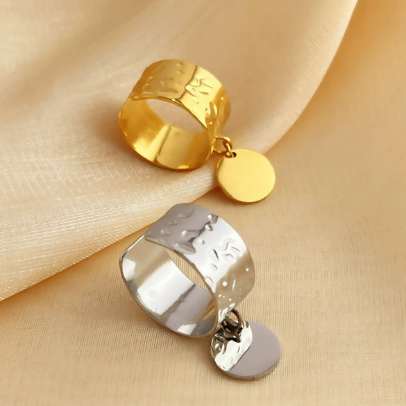 Stainless Steel Heart Shaped Opening Ring Electroplated Natural Geometric Style