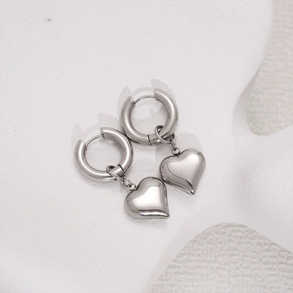 Stainless Steel Heart Shaped Simple Style Electroplated Women's Earrings Pendant