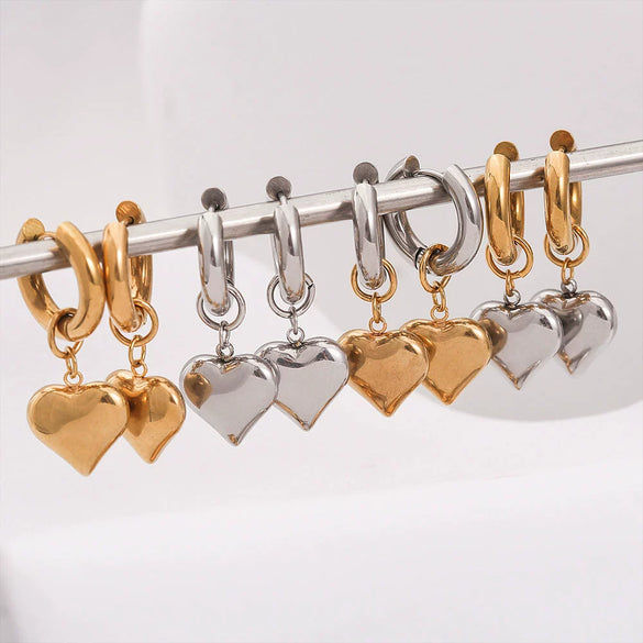 Stainless Steel Heart Shaped Simple Style Electroplated Women's Earrings Pendant