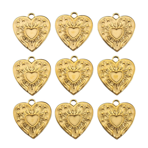 Stainless Steel Heart Shaped Vintage Jewelry Accessories Pendant With Electroplating