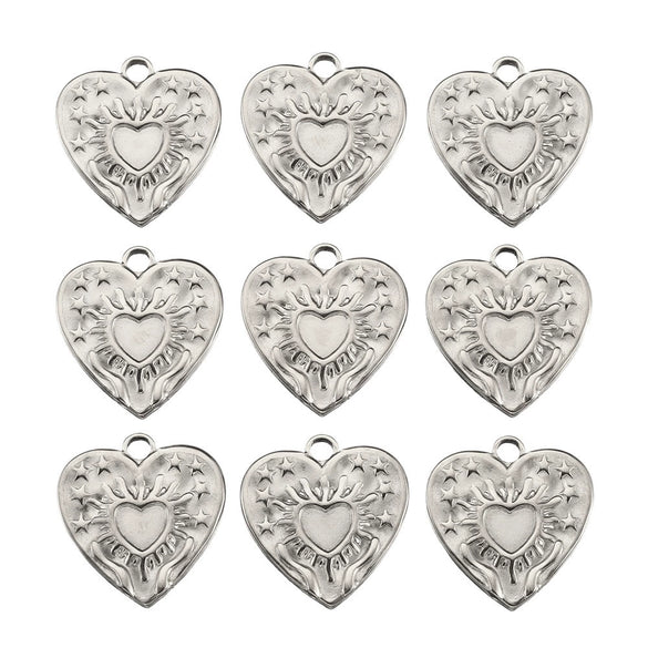 Stainless Steel Heart Shaped Vintage Jewelry Accessories Pendant With Electroplating