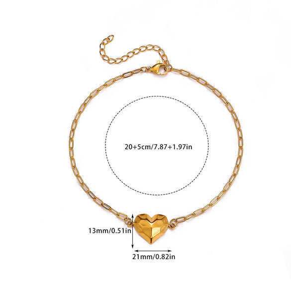 Stainless Steel Heart Shell Moon Stars Patterned Anklet For Women 18K Gold Plated With Artificial Gemstones Semiprecious Stones Simple Style