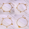 Stainless Steel Heart Shell Moon Stars Patterned Anklet For Women 18K Gold Plated With Artificial Gemstones Semiprecious Stones Simple Style