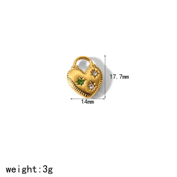 Stainless Steel Heart Square Pendant Jewelry Accessories With Diamondencrusted Zircon And Electroplating