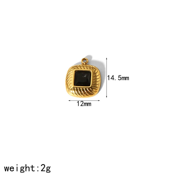 Stainless Steel Heart Square Pendant Jewelry Accessories With Diamondencrusted Zircon And Electroplating