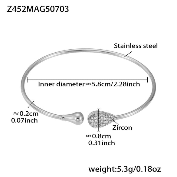Stainless Steel Heart Star Open Bracelet Plated With 18K Real Gold And Inlaid With 5A Zircon Electroplated Jewelry