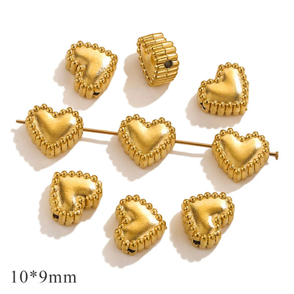Stainless Steel Heart Water Drop Beaded Jewelry With Totem Pattern Electroplated Accessories