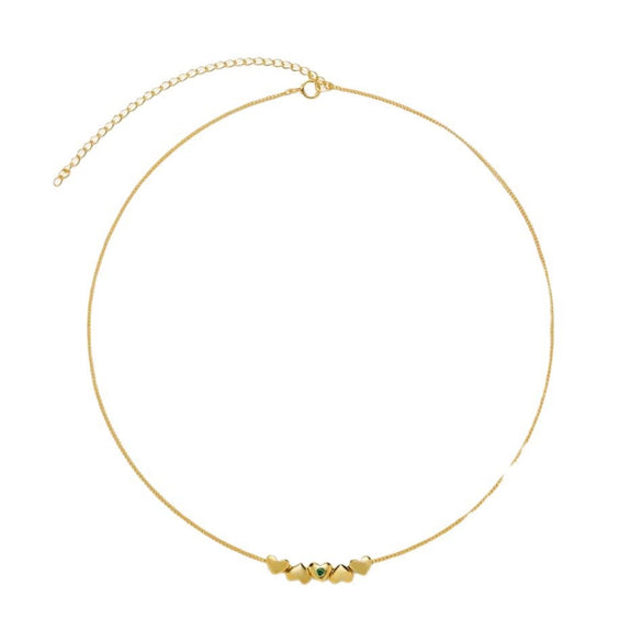 Stainless Steel Heartshaped And Starpatterned Necklace With Furnace Vacuum Electroplating And 18K Gold Color Retention