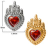 Stainless Steel Heartshaped Ear Nail With Red Diamond Bat Devil And Hanging Chain Electroplated