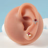 Stainless Steel Heartshaped Ear Nail With Red Diamond Bat Devil And Hanging Chain Electroplated