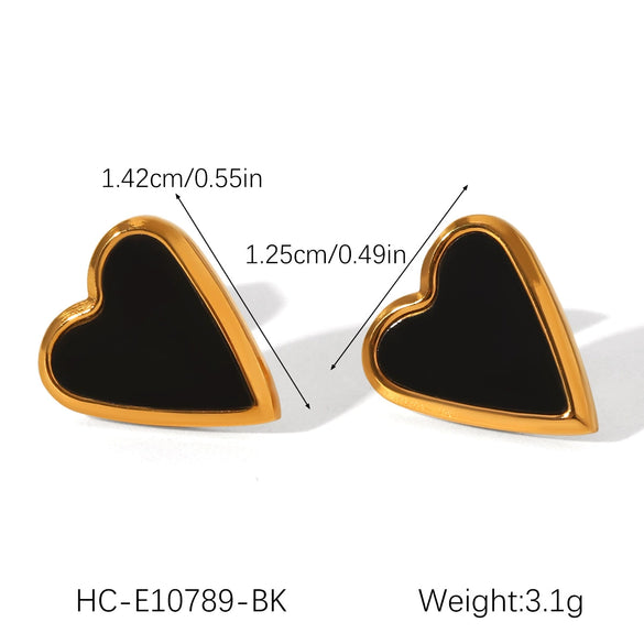 Stainless Steel Heartshaped Earrings For Women With Electroplating And Geometric Style