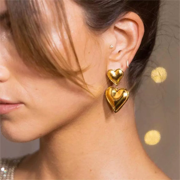 Stainless Steel Heartshaped Electroplated Women's Earrings