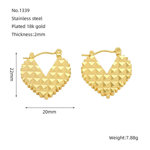 316L Stainless Steel Heartshaped Geometric Earrings For Women