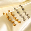 Stainless Steel Heartshaped Geometric Tassel Love Earrings For Women With Electroplating