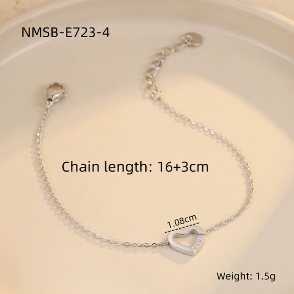 Stainless Steel Heartshaped Hollow Bracelet Electroplating Fashion Style Couple Bracelet