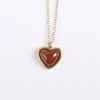Stainless Steel Heartshaped Imitation Red Agate Pendant Necklace And Earrings With 18K Gold Color Electroplating For Light Luxury Style