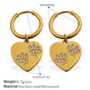 316L Stainless Steel Heartshaped Inlaid Rhinestone Electroplated Earrings For Women