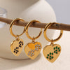 316L Stainless Steel Heartshaped Inlaid Rhinestone Electroplated Earrings For Women