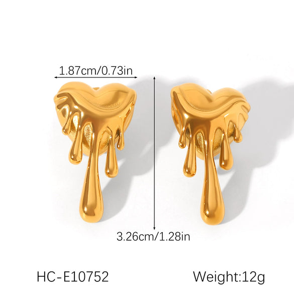 Stainless Steel Heartshaped Melting Love Earrings For Women Electroplated Ins Style
