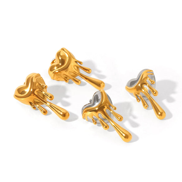 Stainless Steel Heartshaped Melting Love Earrings For Women Electroplated Ins Style