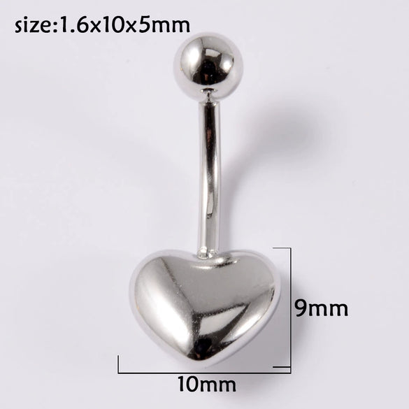 Stainless Steel Heartshaped Navel Ring And Breast Ring For Unisex