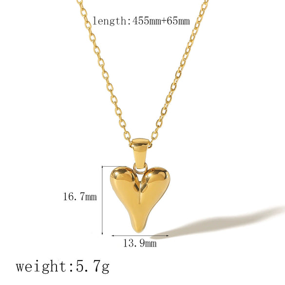 Stainless Steel Heartshaped Pendant Necklace With Electroplating Treatment