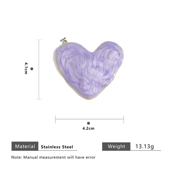 Stainless Steel Heartshaped Pendant With Dripping Oil Design Geometric Style Fashion Simple Diy Jewelry Material