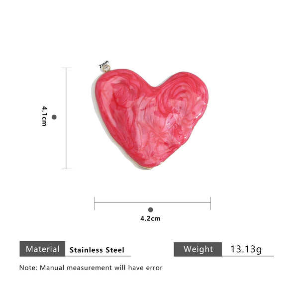 Stainless Steel Heartshaped Pendant With Dripping Oil Design Geometric Style Fashion Simple Diy Jewelry Material