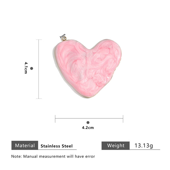 Stainless Steel Heartshaped Pendant With Dripping Oil Design Geometric Style Fashion Simple Diy Jewelry Material