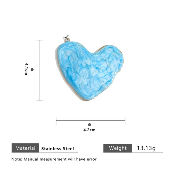Stainless Steel Heartshaped Pendant With Dripping Oil Design Geometric Style Fashion Simple Diy Jewelry Material