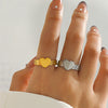 Stainless Steel Heartshaped Ring For Women Electroplated Fashion Style