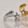 Stainless Steel Heartshaped Star Open Ring With Diamond Electroplated Unisex