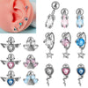 Stainless Steel Heartshaped Wings And Dog Footprints Demon Zircon Earrings With Diamond Design