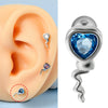 Stainless Steel Heartshaped Wings And Dog Footprints Demon Zircon Earrings With Diamond Design